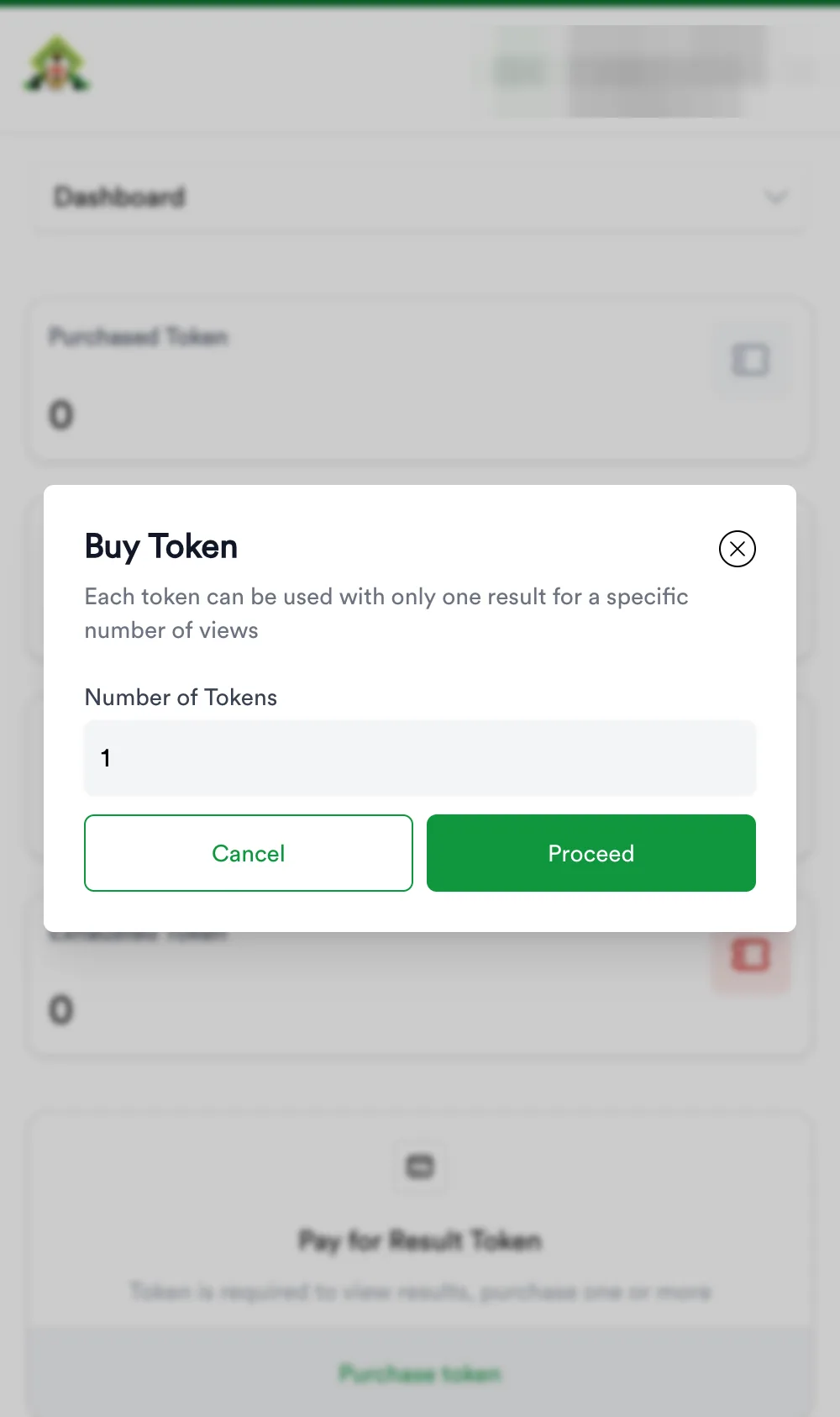 Buy Token box asking for the number of tokens